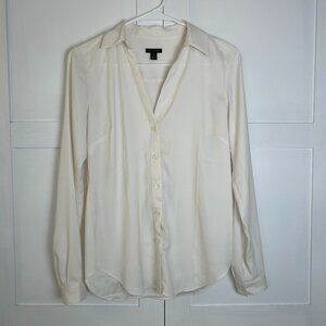 Ann Taylor Cream Button-Down Blouse Size XS
